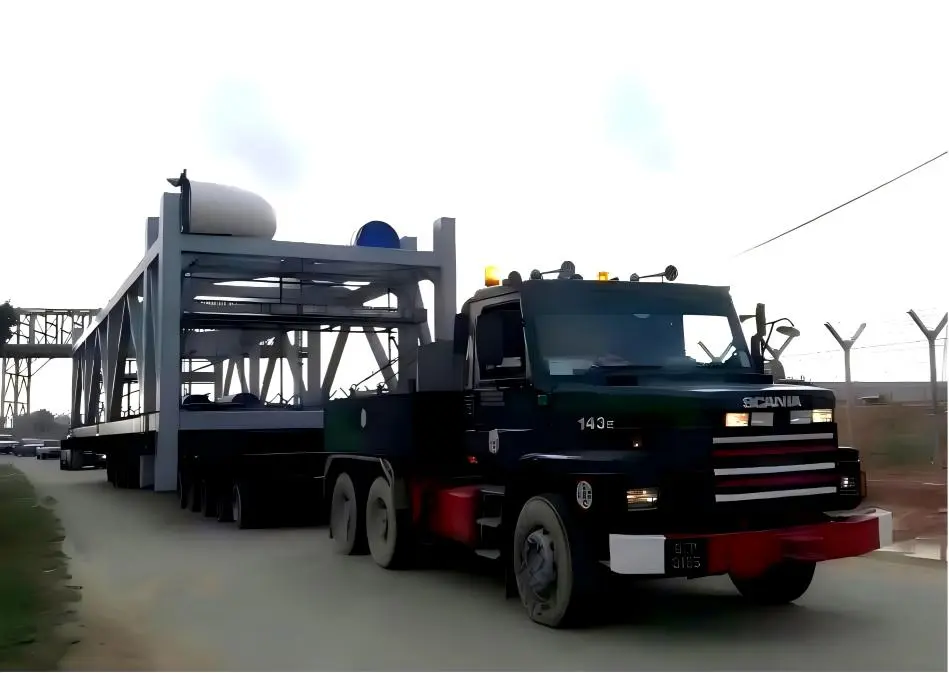 Trusses and platform sections bundled and prepared for export to a Middle East plant project