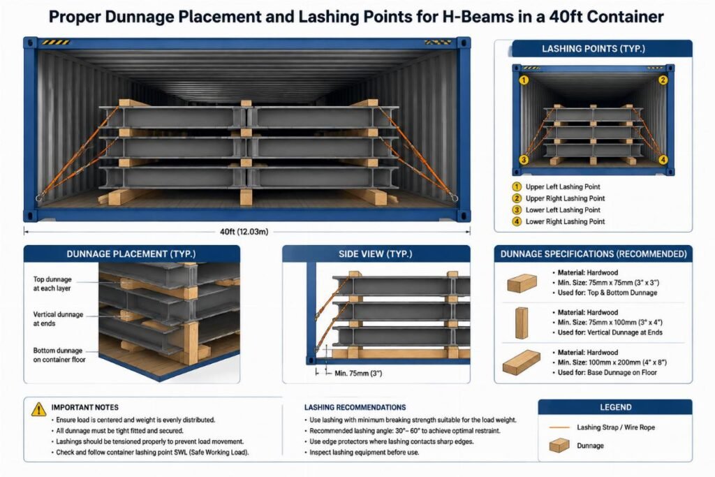 EN S355JR Steel Beam Container Loading Config for FCL Buyers