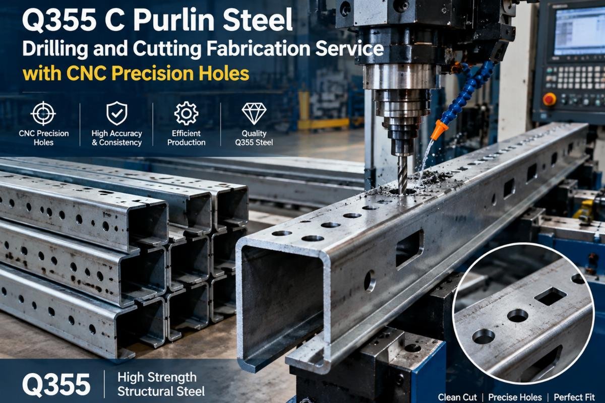 Q235 Q355 C Purlin Steel Drilling Cutting Service Factory