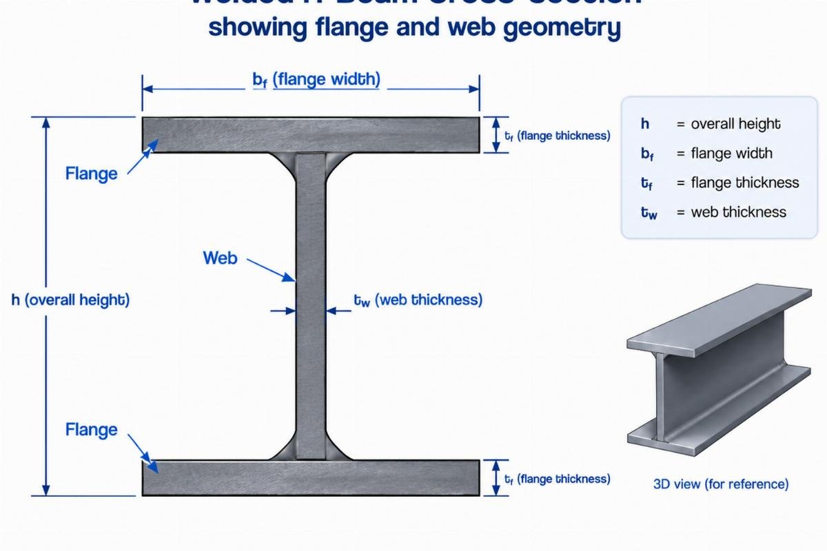 Welded H-Beam cross-section showing flange and web geometry